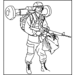 Dibujo para colorear Dibujo De Un Soldado Con Bazooka Y Ametralladora Ar15 Para Pintar Y Colorear Galil Ak47