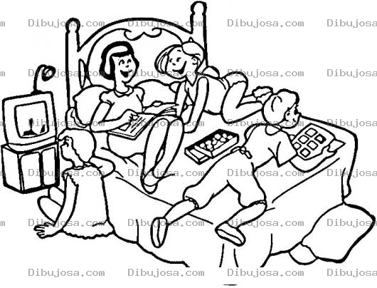Dibujo para colorear Pijamadamixta Dibujo De Pijamada Mixta Para Pintar Y Colorear