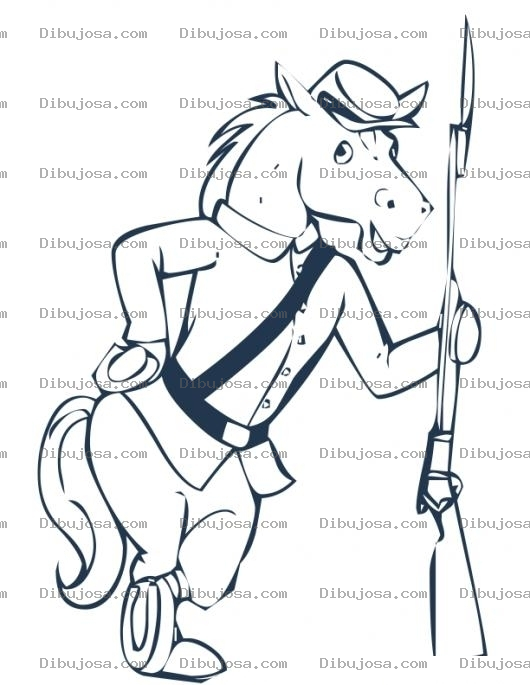 Dibujo para colorear Dibujo De Caballo Con Bayoneta Para Pintar Y Colorear Caballo Militar