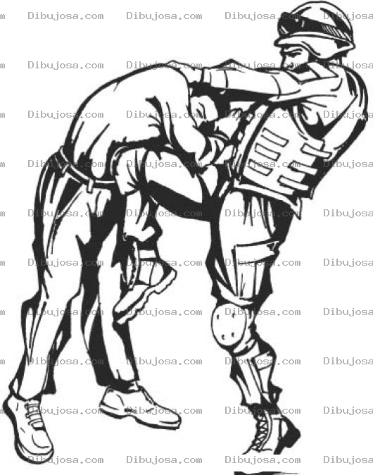 Dibujo para colorear Dibujo De Un Soldado Pegandole A Un Delincuente Para Pintar Y Colorear