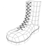 Dibujo para colorear Bota3d Dibujo De Bota Militar En Autocad Para Pintar Y Colorear Bota Tridimensional Sin Renderizar