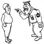 Dibujo para colorear Dibujo De Un Coronel Reganando A Un Soldado Para Pintar Y Colorear Una Llamada De Atencion Militar A Un Soldado Razo