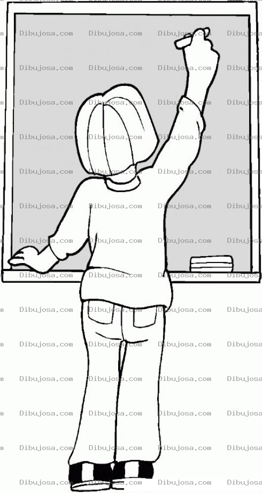 Dibujo para colorear Colorear Maestra frente a Pizarra