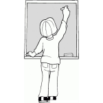 Dibujo para colorear Colorear Maestra frente a Pizarra