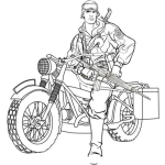 Dibujo para colorear Dibujo De Soldado En Moto Para Pintar Y Colorear