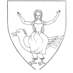 Dibujo para colorear Escudo De Mujer Sentada En Un Pajaro Para Pintar Y Colorear