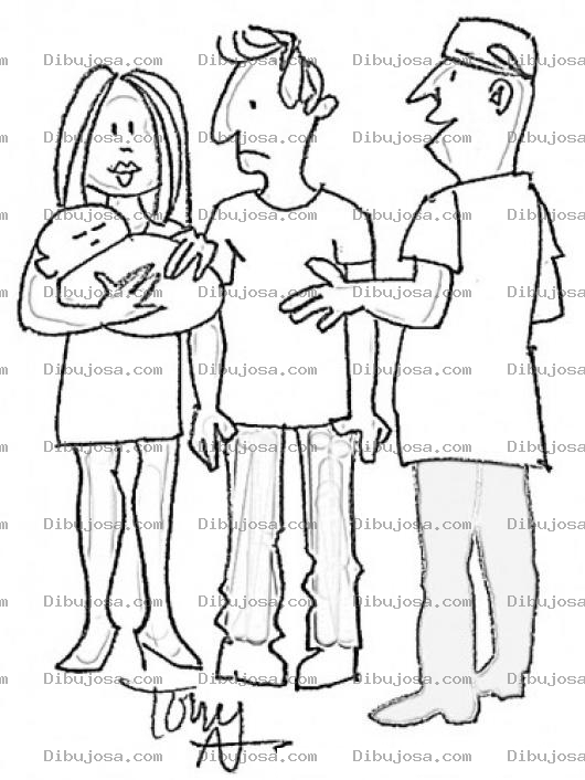 Dibujo para colorear Dibujo De Esposos Y Su Bebe Con El Pediatra Para Pintar Y Colorear La Primer Visita Al Pediatra