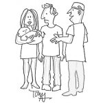Dibujo para colorear Dibujo De Esposos Y Su Bebe Con El Pediatra Para Pintar Y Colorear La Primer Visita Al Pediatra