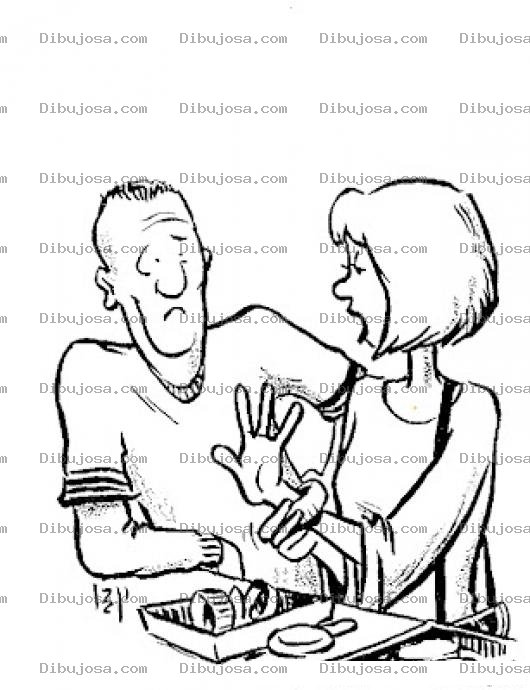 Dibujo para colorear Dibujo De Mujer Quejandose Con Su Esposo En La Cocina Para Pintar Y Colorear Esposos Platicando
