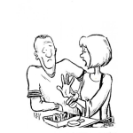 Dibujo para colorear Dibujo De Mujer Quejandose Con Su Esposo En La Cocina Para Pintar Y Colorear Esposos Platicando