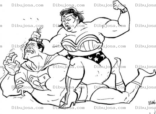 Dibujo para colorear Comics De Feminismo Dibujo De La Mujer Maravilla Pegandole A Super Man Para Pintar Y Colorear A La Mama De Superman