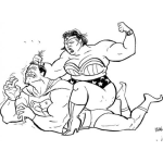 Dibujo para colorear Comics De Feminismo Dibujo De La Mujer Maravilla Pegandole A Super Man Para Pintar Y Colorear A La Mama De Superman