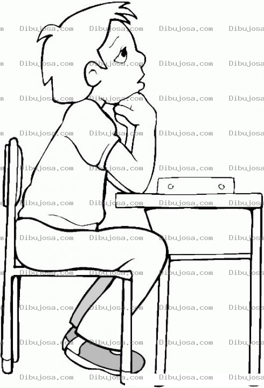 Dibujo para colorear Colorear chico en escuela aburrido