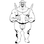 Dibujo para colorear Hombre Cerdo Con Espadas Dibujo De Un Cerdohombre Hombrecerdo Para Pintar Y Colorear Hombre Con Cara De Marrano