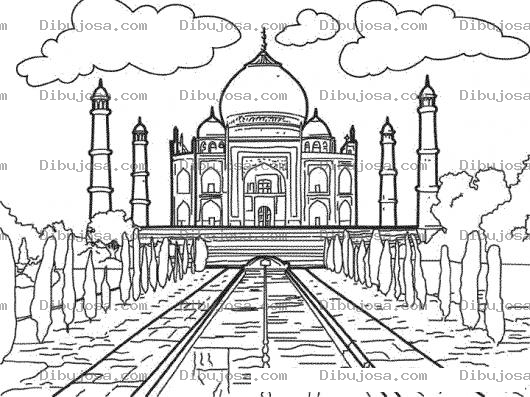 Dibujo para colorear Taj Mahal India Dibujo Del Tajmahal De La India Para Pintar Y Colorear El Taj Majal
