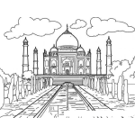 Dibujo para colorear Taj Mahal India Dibujo Del Tajmahal De La India Para Pintar Y Colorear El Taj Majal