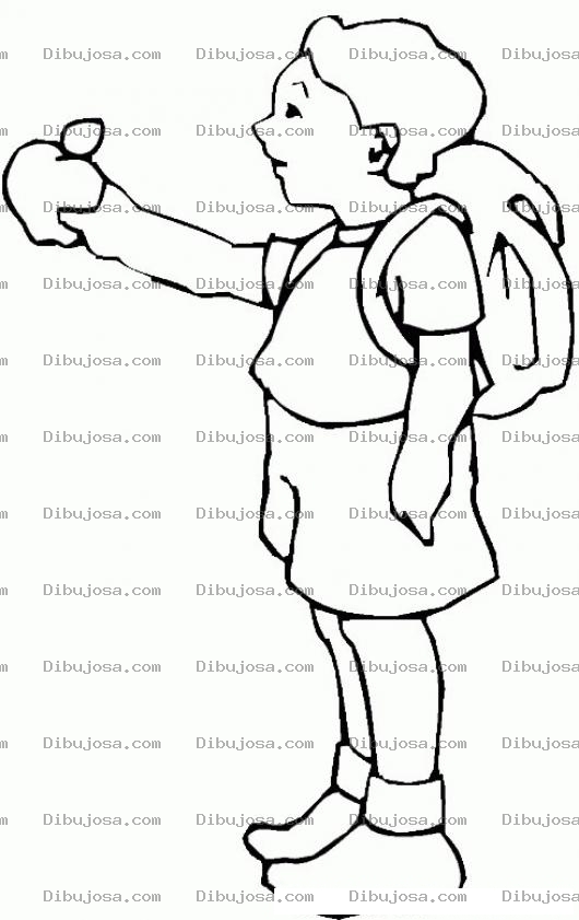 Dibujo para colorear Colorear chico de escuela con una manzana