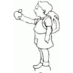 Dibujo para colorear Colorear chico de escuela con una manzana