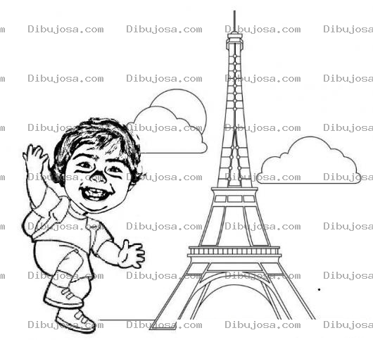 Dibujo para colorear Dibujo De Nino Argentino En La Torre De Eiffel Para Pintar Y Colorear