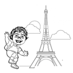 Dibujo para colorear Dibujo De Nino Argentino En La Torre De Eiffel Para Pintar Y Colorear