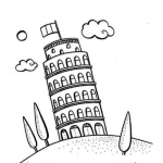 Dibujo para colorear Dibujo De La Torre Inclinada De Italia Para Pintar Y Colorear