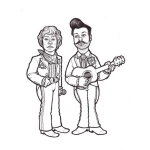 Dibujo para colorear Dibujo De Un Dueto Musical Para Pintar Y Colorear Cantante Y Guitarrista