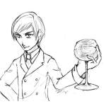 Dibujo para colorear Hombre Con Copa De Vino Para Pintar Y Colorear