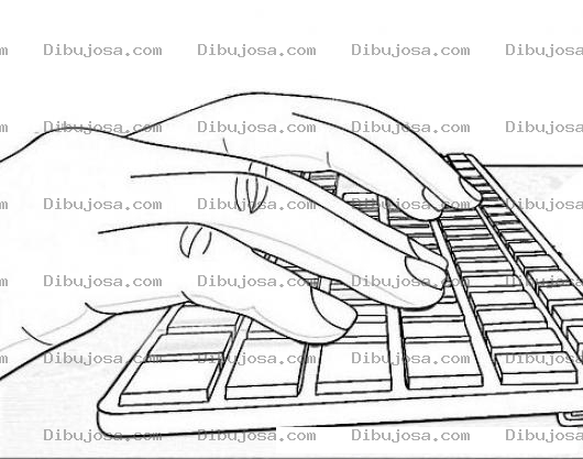 Dibujo para colorear Teclado Ergonomico Dibujo De Manos Tecleando En Un Teclado De Computadora Para Pintar Y Colorear