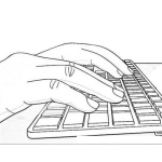 Dibujo para colorear Teclado Ergonomico Dibujo De Manos Tecleando En Un Teclado De Computadora Para Pintar Y Colorear