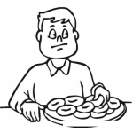 Dibujo para colorear Dibujo De Hombre Cominedo Donas Para Pintar Y Colorear