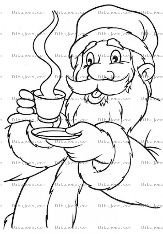 Dibujo para colorear Colorear A Santa Claus Tomando Cafe Caliente