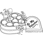 Dibujo para colorear Regalo De Chocolates Para Pintar Y Colorear Dibujo De Un Corazon Lleno De Chocolatitos Que Dicen I Love You Y Tambien Be My Valentine