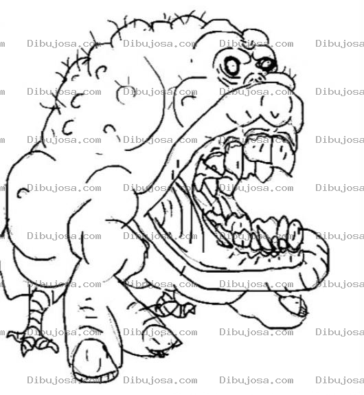 Dibujo para colorear Monstruo Trompudo Dibujo De Un Moustruo Bocon Para Pintar Y Colorear Boca Horrible Y Asquerosa Para Darle Un Besito De Lenguita