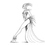 Dibujo para colorear Pajaromujer Dibujo De Mujer Pajaro Modelando Un Traje De Plumas Para Pintar Y Colorear Mujerpajaro