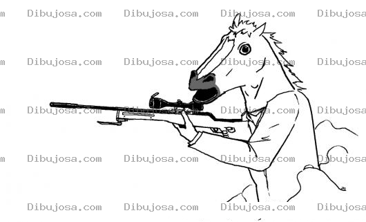 Dibujo para colorear Dibujo De Un Caballo Con Rifle Para Pintar Y Colorear Caballo Con Escopeta