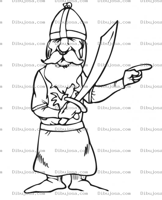 Dibujo para colorear Dibujo De Caballero Viejo Con Espada Para Pintar Y Colorear