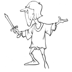 Dibujo para colorear Dibujo De Aprendiz De Mosquetero Para Pintar Y Colorear