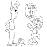 Dibujo para colorear Dibujo De Una Mentira Para Pintar Y Colorear Hijo Mentiroso Mintiendo A Su Papa