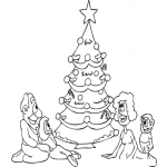 Dibujo para colorear Familia En Navidad Dibujo De Una Familia Reunida Al Rededor Del Arbol De Navidad En Nochebuena Para Pintar Y Colorear Una Navidadfamiliar