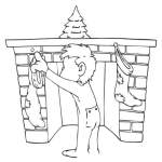 Dibujo para colorear Dibujo De Nino Colgando Su Calcetin Navideno Para Santaclaus A La Par De La Chimenea