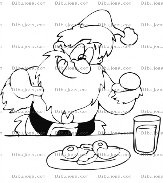 Dibujo para colorear Galletasdesanta Dibujo De Santa Claus Con Su Plato De Galletas Y Su Vaso De Leche Que Le Dejaron Los Ninos Antes De Irse A Dormir