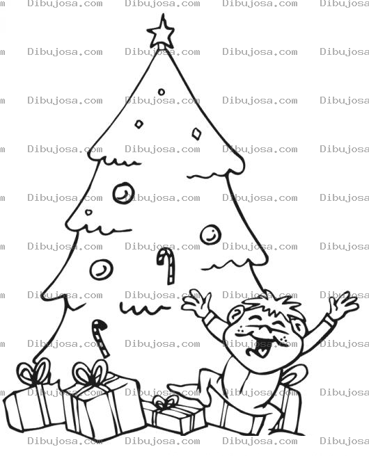Dibujo para colorear Dibujo De Nino Contento Por Sus Regalos De Navidad Para Pintar Y Colorear