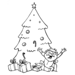 Dibujo para colorear Dibujo De Nino Contento Por Sus Regalos De Navidad Para Pintar Y Colorear