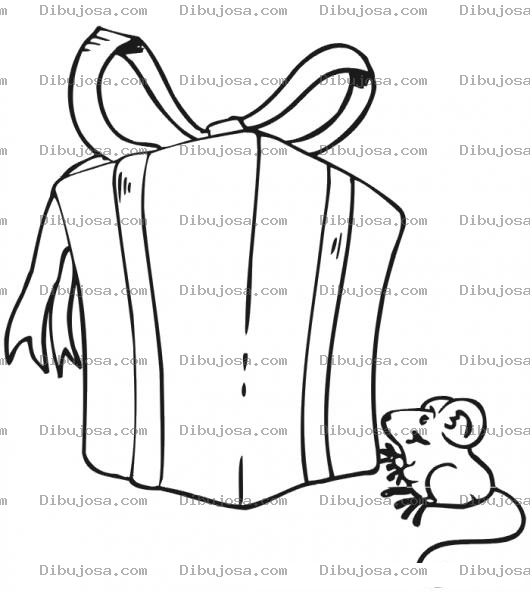 Dibujo para colorear Regaloyraton Dibujo De Un Regalo Con Un Raton Para Pintar Y Colorear