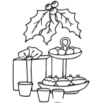 Dibujo para colorear Dibujo De Pastelitos Navidenos Y Un Regalito De Navidad Para Colorear Mesa De Navidad