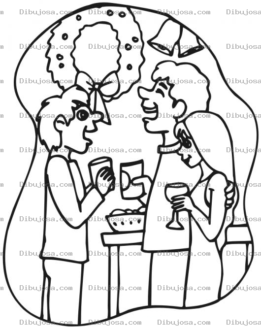 Dibujo para colorear Dibujo De Un Convivio Navideno Para Pintar Y Colorear Convicio De Navidad