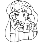 Dibujo para colorear Dibujo De Un Convivio Navideno Para Pintar Y Colorear Convicio De Navidad
