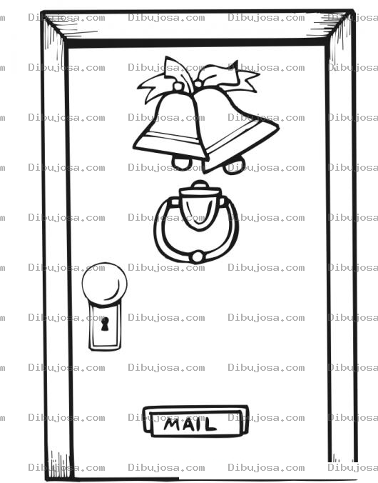 Dibujo para colorear Dibujo De Puerta Decorada Para Navidad