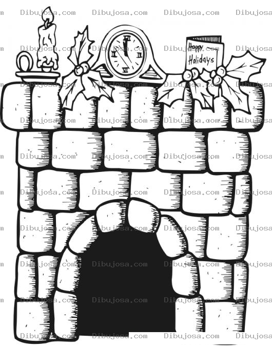 Dibujo para colorear Dibujo De Una Chimenea Decorada En Navidad Para Colorear Chimenea Navidena