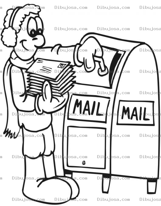 Dibujo para colorear Correo Postal Dibujo De Hombre Depositando Cartas En El Buzon De Correos Para Pintar Y Colorear Envio De Cartas
